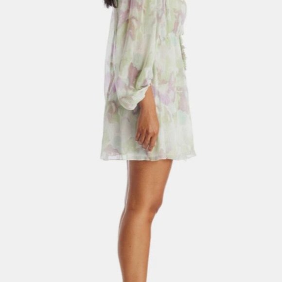 Lord & Taylor Button-Up Pastel Printed Lantern Sleeve Dress - Picture 8 of 11